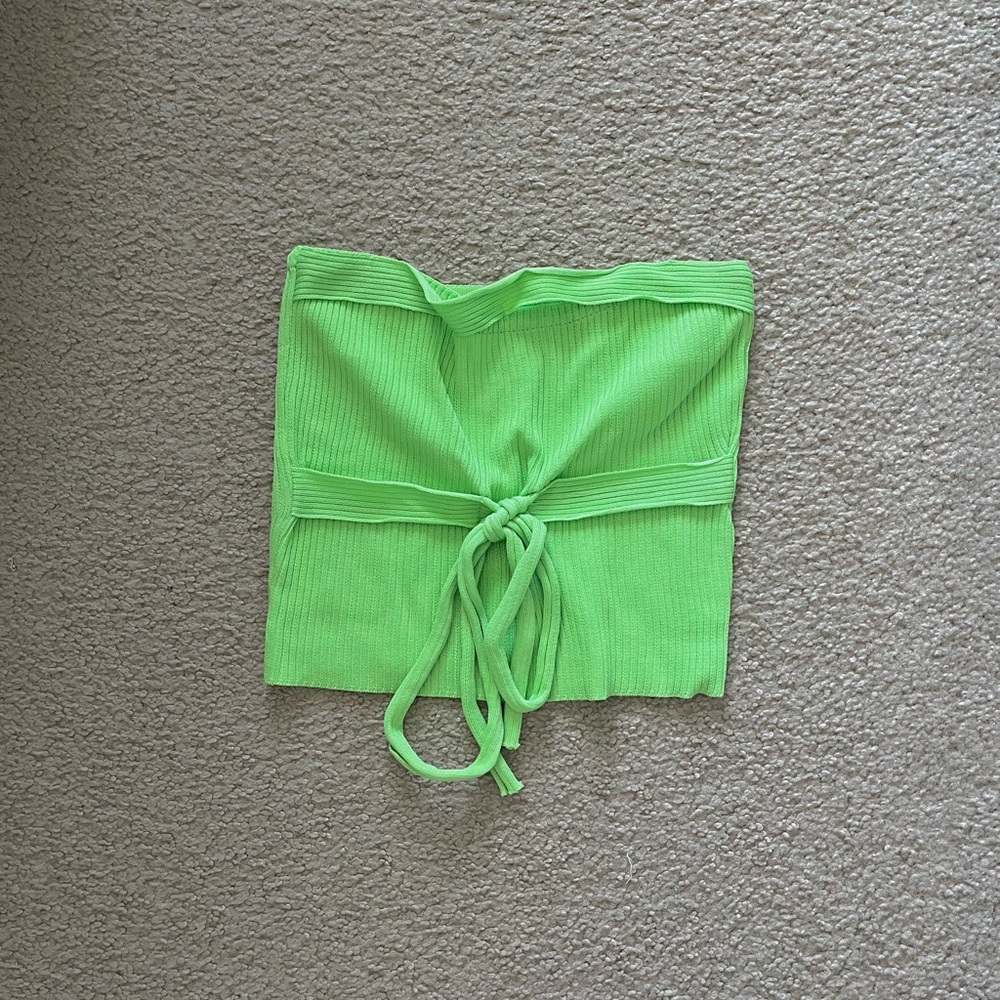 green ribbed tube top